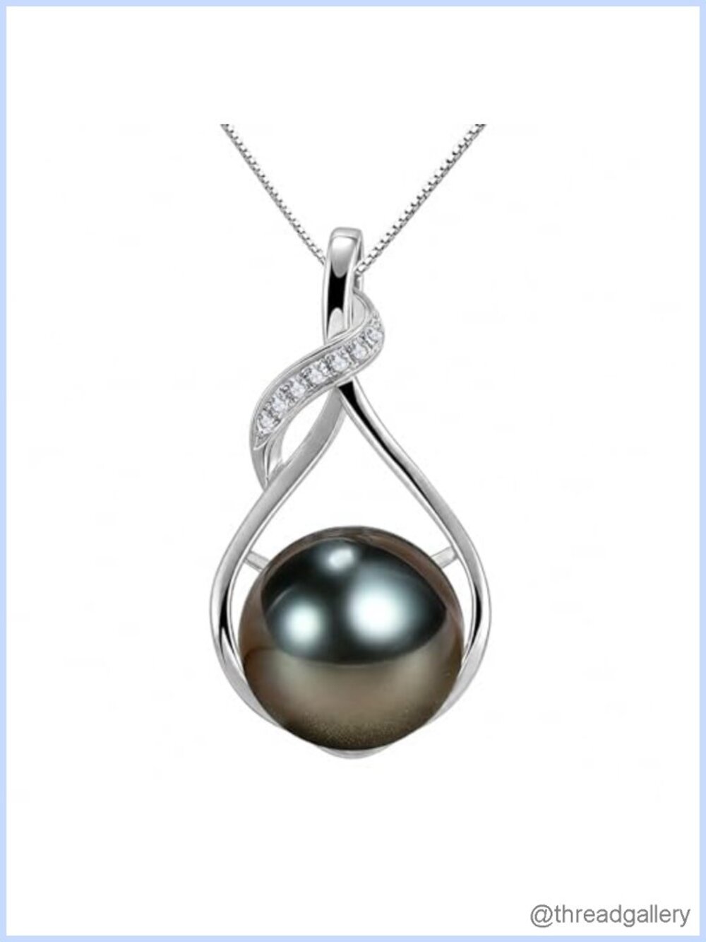 Tahitian Black Pearl Pendant Necklace 925 Sterling Silver Gold Plated Fine